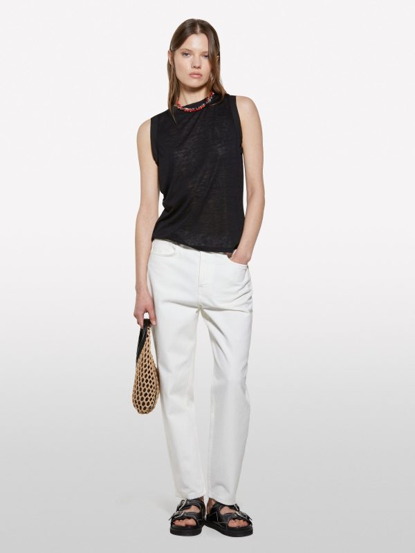 Sisley - Black Regular Fit Tank Top, Woman, Black, Size: XS