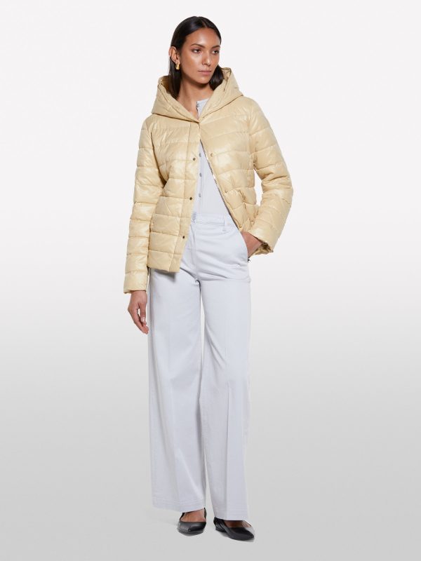 Sisley - Camel Padded Jacket With Sash, Woman, Beige, Size: 48