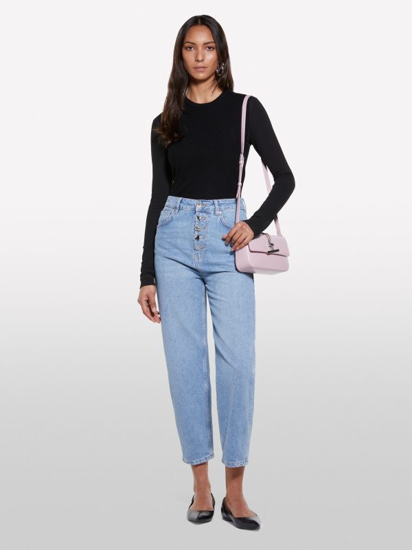 Sisley - High-waisted Jeans, Woman, Light Blue, Size: 34