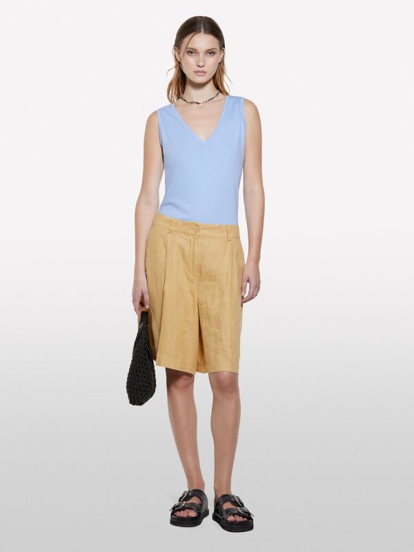 Sisley - Light Blue V-neck Tank Top, Woman, Light Blue, Size: XS