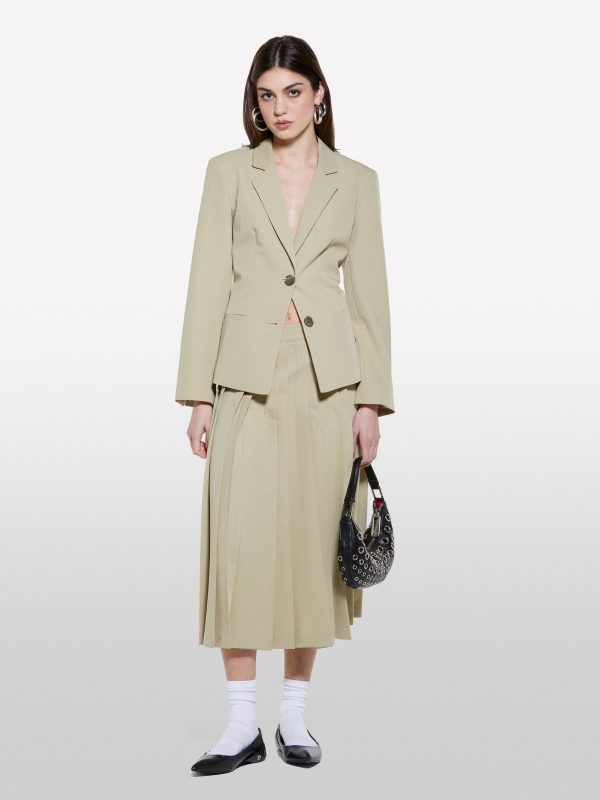 Sisley - Military Green Slim Fit Blazer, Woman, Military Green, Size: 48