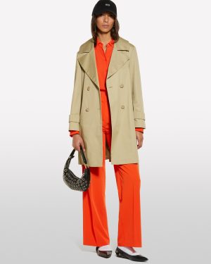 Sisley - Military Green Trench Coat, Woman, Military Green, Size: 48
