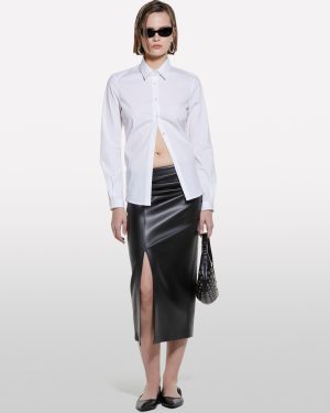 Sisley - Pencil Skirt With Slit, Woman, Black, Size: 48