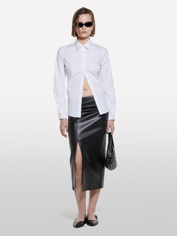 Sisley - Pencil Skirt With Slit, Woman, Black, Size: 48