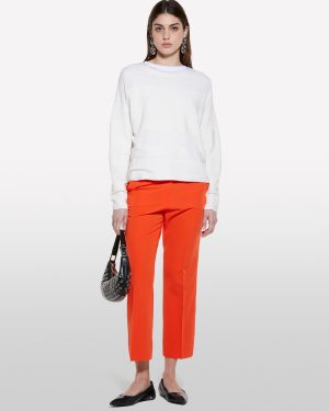 Sisley - Red Flared Fit Trousers, Woman, Orange, Size: 48