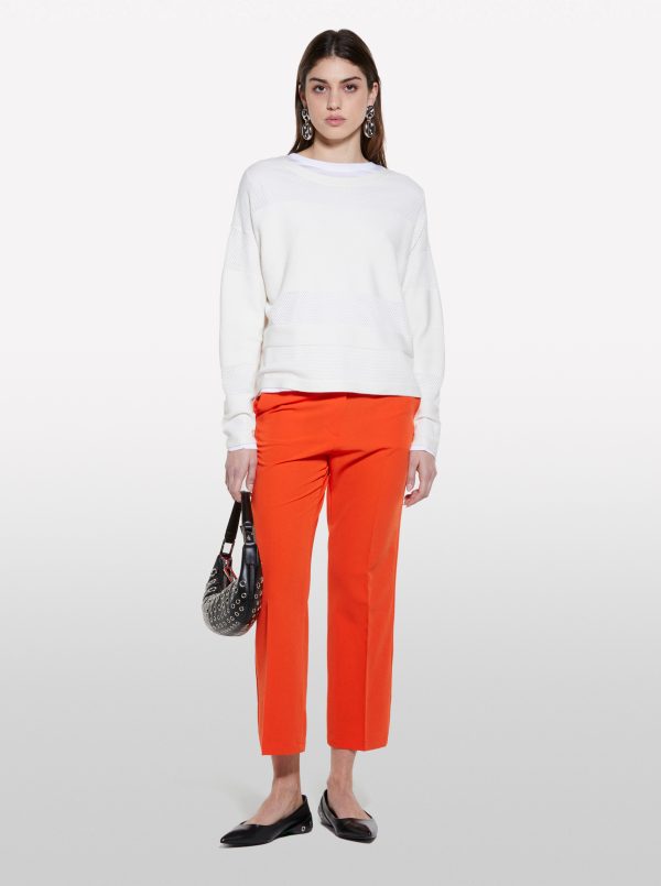 Sisley - Red Flared Fit Trousers, Woman, Orange, Size: 48