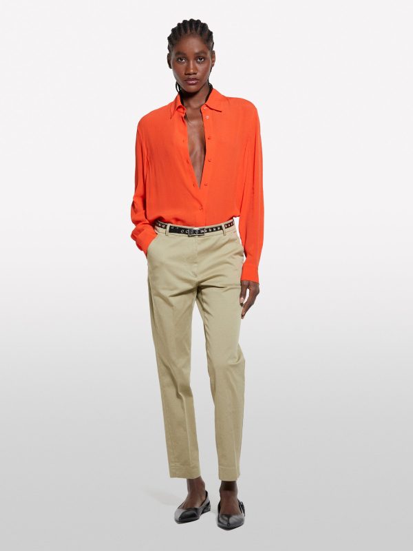 Sisley - Red Oversized Fit Shirt, Woman, Orange, Size: XS