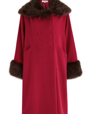 Sister Jane Sculpture Faux Fur-trimmed Felt Coat - Red - 6 (UK6 / XS)