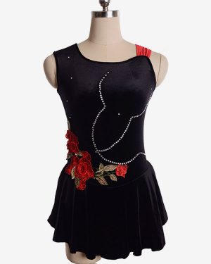 Skating Dress Black Korean Velvet Dance Costumes