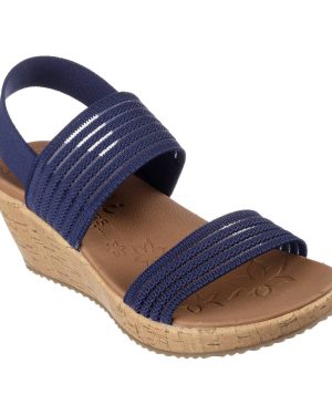 Skechers Beverlee Luck NVY Navy Womens Wedge Sandals 119571 in a Plain Textile in Size 8
