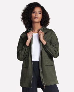 Skechers Women's GO WALK Anorak Jacket in Olive/Black, Size Medium | Nylon