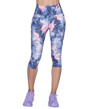Skechers Womens GO WALK HW Summer Rose Capri Leggings S - UK Size 8-10, Waist 27.5 - 28.5'