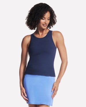 Skechers Women's GO WALK Shelf Bra Tank Top in Navy Blue, Size XS | Nylon/Spandex