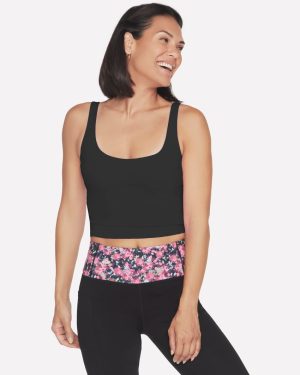 Skechers Women's GOFLEX Joy Longline Bra in Black, Size XS | Nylon/Spandex