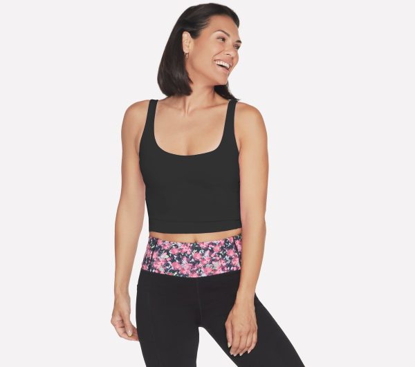 Skechers Women's GOFLEX Joy Longline Bra in Black, Size XS | Nylon/Spandex