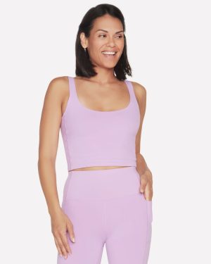 Skechers Women's GOFLEX Joy Longline Bra in Purple/Periwinkle, Size XS | Nylon/Spandex