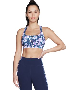 Skechers Womens Misty Floral Zip Front Sports Bra M - UK Size 12-14, Bust 36.5 - 37.5'
