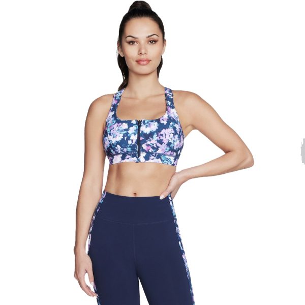 Skechers Womens Misty Floral Zip Front Sports Bra M - UK Size 12-14, Bust 36.5 - 37.5'