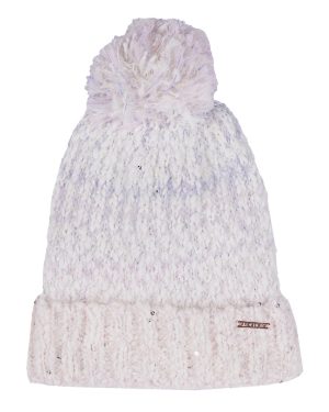 Skechers Women's Slub Knit Ivory Pom-Pom Beanie in Off White