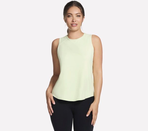 Skechers Women's Stride Performance Tank Top in Light Gray/Lime, Size XL | Recycled Nylon/Spandex/Nylon