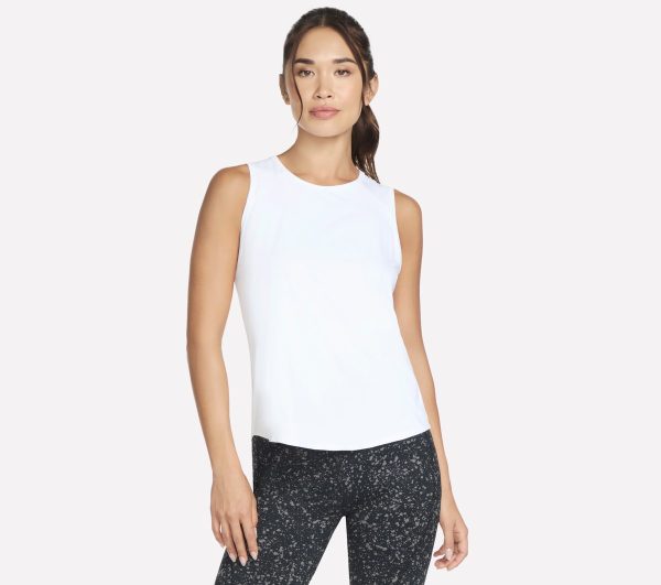 Skechers Women's Stride Performance Tank Top in White, Size 3XL | Recycled Nylon/Spandex/Nylon