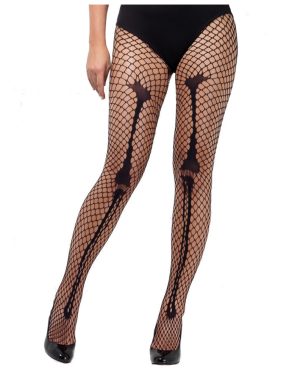 Skeleton Bone Print Fishnet Tights | Halloween