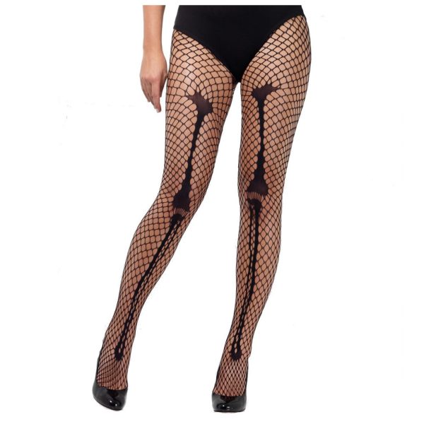 Skeleton Bone Print Fishnet Tights | Halloween