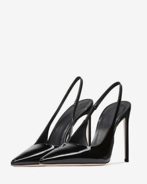 Slingback Heels;Dress Shoes;Black Wedding Shoes;Black Prom Shoes