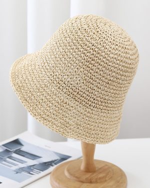Small Brim Bucket Hat Sun Protection Beach Woven Straw Hat For Women 2025