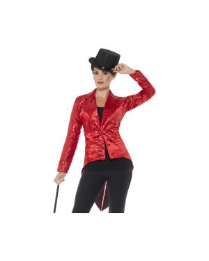 Smiffy's 46958l Sequin Tailcoat Ladies Jacket (large) - adults tailcoat jacket sequin showtime casino fancy dress accessory