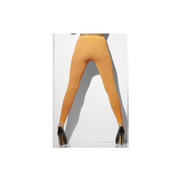 Smiffy's Opaque Footless Tights Neon - Orange - footless tights orange neon opaque 80s accessory womens pink fancy dress one size