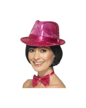 Smiffy's Unisex Sequin Trilby Hat (pink) - hat sequin trilby fancy dress smiffys ladies 1920s adult party accessory