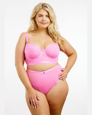 Soft Mesh Longline Bra - 38FF / Pink