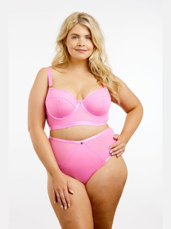 Soft Mesh Longline Bra - 38FF / Pink