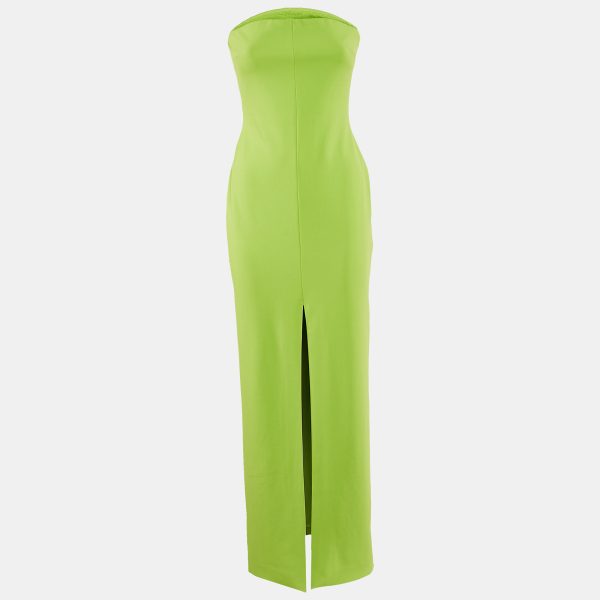 Solace London Lime Green Crepe Strapless Maxi Dress M