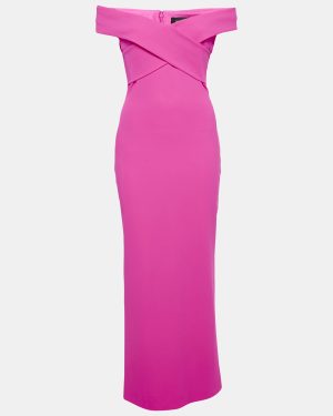Solace London Pink Crepe Strapless Long Dress M