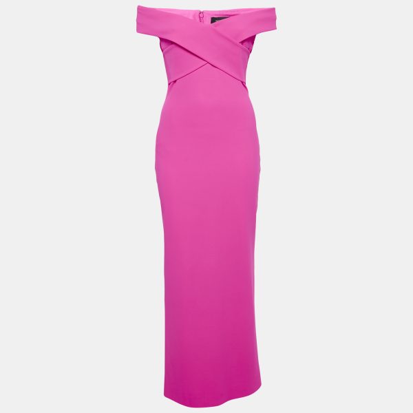 Solace London Pink Crepe Strapless Long Dress M