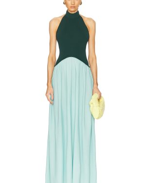 Solid & Striped The Halter Soglio Dress in Evergreen & Sky - Baby Blue. Size L (also in ).