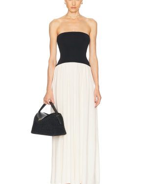 Solid & Striped The Strapless Soglio Dress in Brule & Noir - Black,White. Size M (also in S).