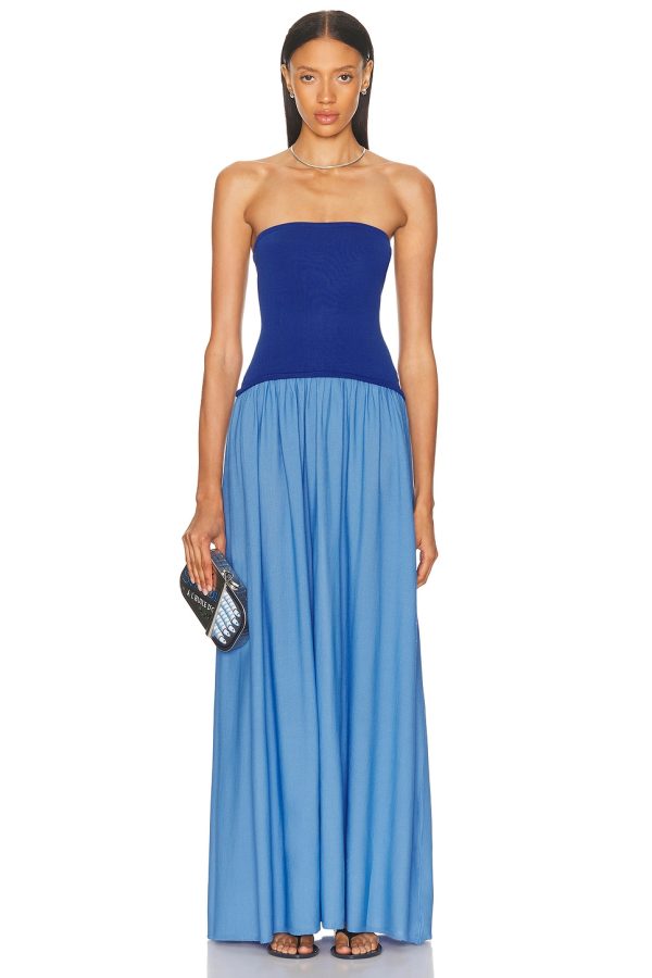 Solid & Striped The Strapless Soglio Dress in Maritime Navy & Marina Blue - Blue. Size XS (also in ).