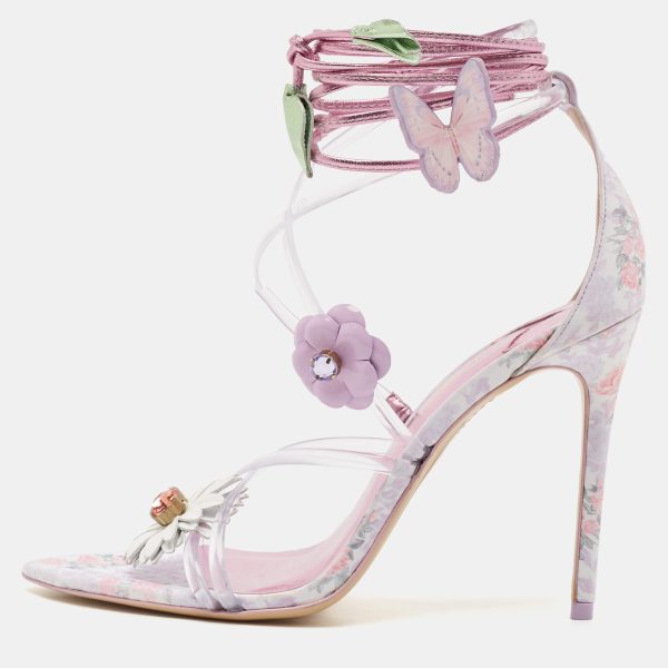 Sophia Webster X Love Shack Fancy Multicolor PVC and Leather Wildflower Ankle Wrap Sandals Size 41