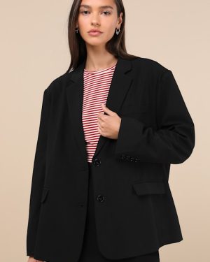 Sophisticated Era Black Oversized Blazer