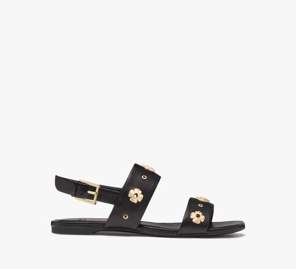 Spade Flower Stud Flat Sandals