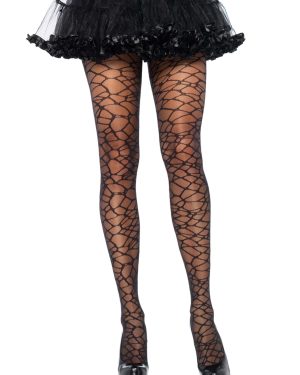 Spandex Nude Sheer Crackle Print Women's Tights | Fancy Dress Costume Accessories