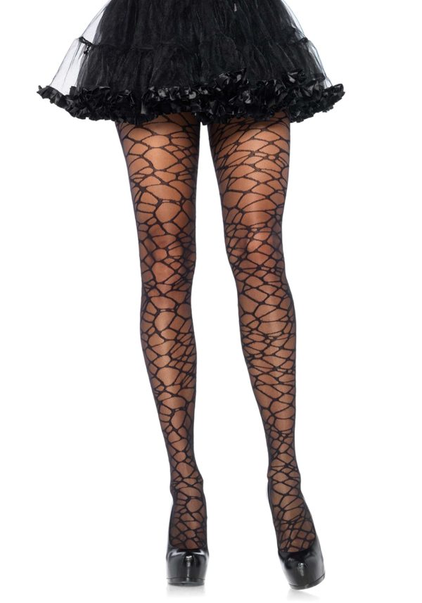 Spandex Nude Sheer Crackle Print Women's Tights | Fancy Dress Costume Accessories