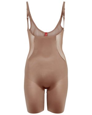 Spanx Open-bust Mid-thigh Bodysuit - Beige - XL (UK16 /xl)