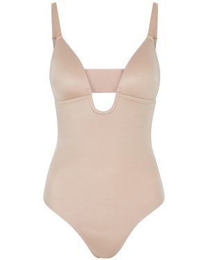 Spanx Suit Your Fancy Plunge Bodysuit - Beige - S