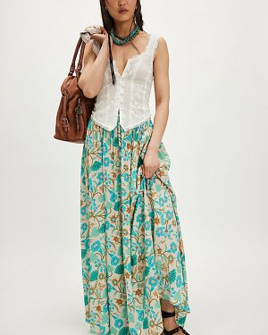 Spell Goldie Maxi Skirt at Free People in Lagoon, Size: XS