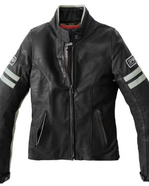 Spidi Vintage Ladies Motorcycle Leather Jacket, black-grey, Size 48 for Women