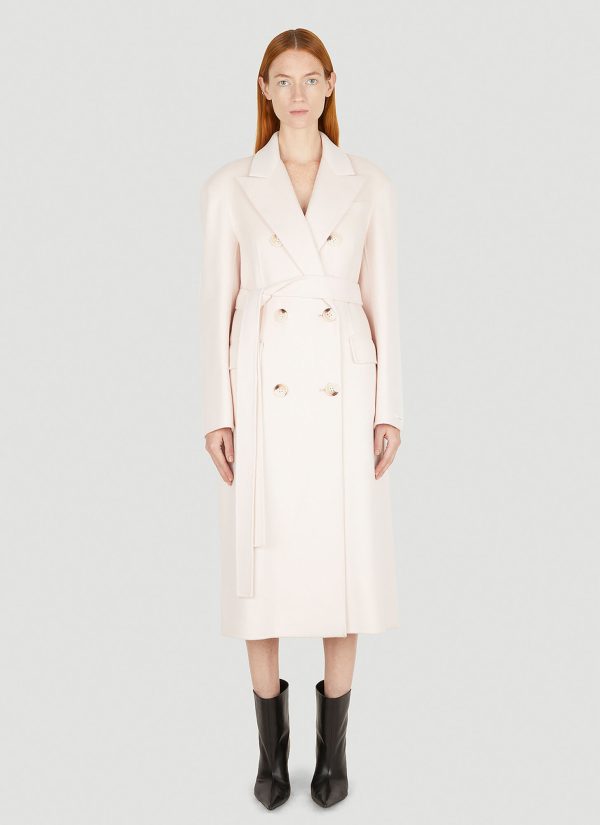 Sportmax Belted Double Breasted Coat - Woman Coats Pink Uk - 06